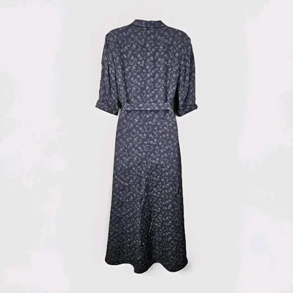 Sundance Womens 10 Silk Floral Maxi Dress Retro Botanical Palm Tree Belted Green - Picture 3 of 16